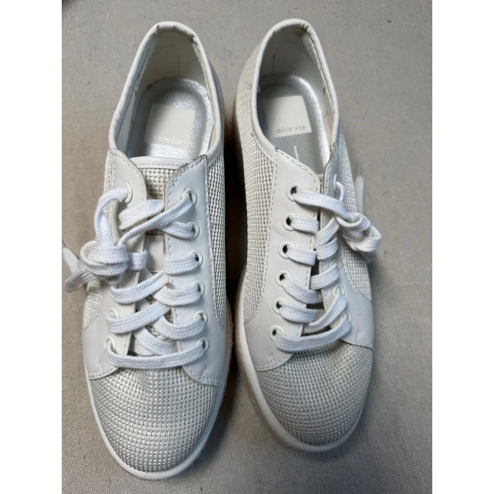 Dolce Vita Tannah White Mesh Espadrille Platform Sneakers Womens 7